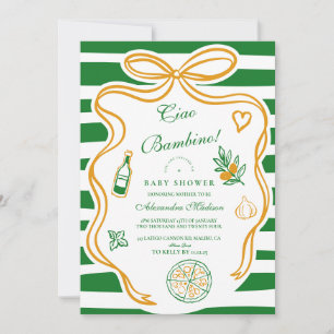 Invitation Baby shower italien vert Ciao Bambino