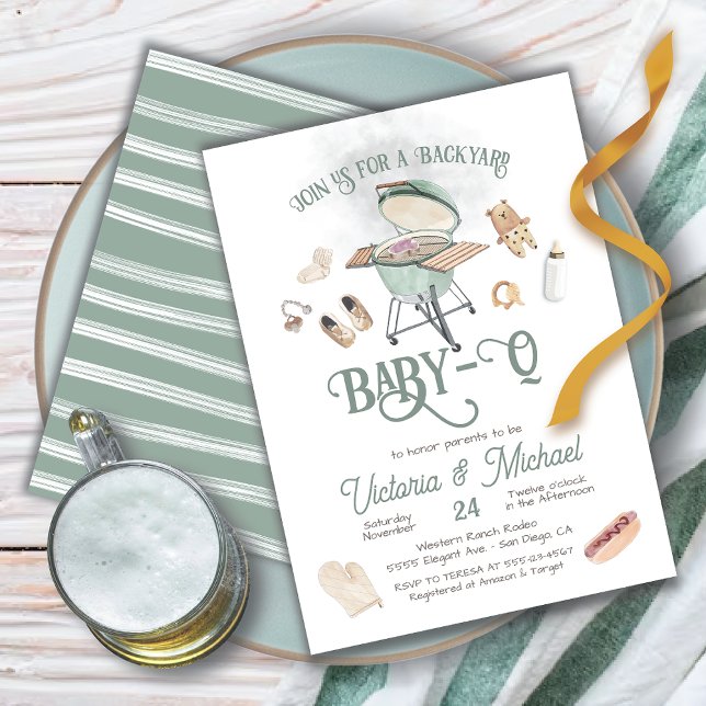 Invitation Baby shower jardin BBQ bébé-Q (Créateur téléchargé)