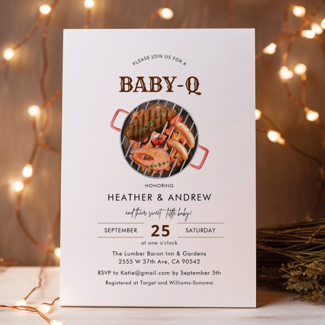Invitation Baby shower Jardin BBQ Gril Baby-Q (Créateur téléchargé)