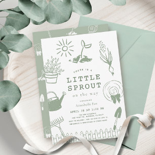 Invitation Baby Shower Jardin Petite Pousse Dessinée à la Mai