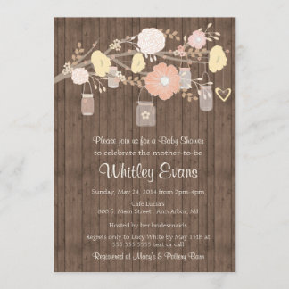 invitation baby shower, jarres rustiques en mason