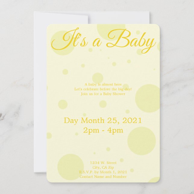 Invitation baby shower jaune (Devant)