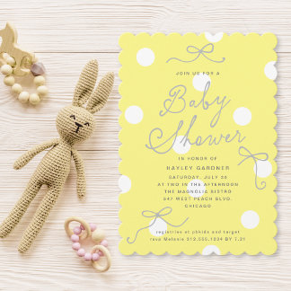 Invitation Baby Shower Jaune Arcs Modernes