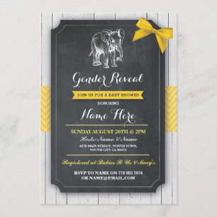 Invitation Baby shower jaune de l'éléphant Lemon Bow Invitati