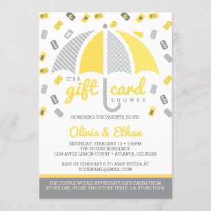 Invitation Baby shower, Jaune et Grey