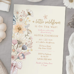 Invitation Baby shower jaune petit Fleur sauvage