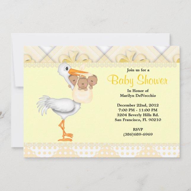 Invitation BABY SHOWER Jaune sucré (Devant)