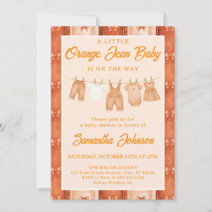 Invitation Baby Shower Jean Orange Denim