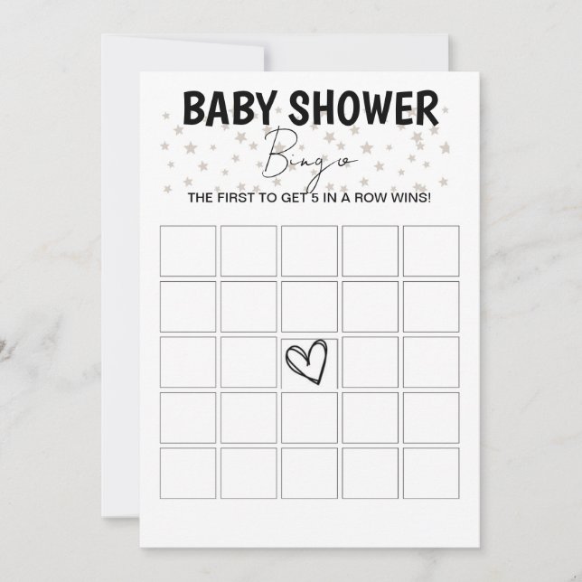 Invitation Baby shower Jeu de Bingo - B/W (Devant)