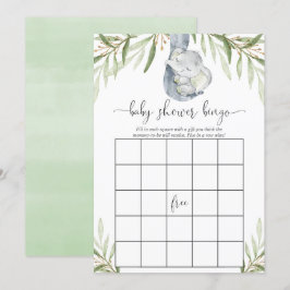Invitation Baby shower jeu de bingo genre neutre éléphant