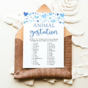 Invitation Baby Shower Jeu de gestation d'animaux Blue Valent