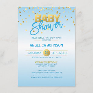 Invitation Baby shower JEUNE DE CONFetti Gold