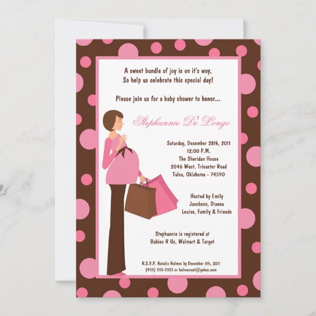 Invitation Baby shower Jeune Fille Pink Modern (Devant)