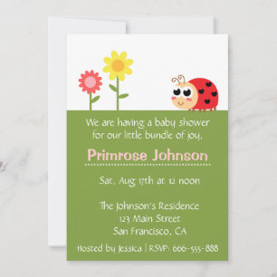 Invitation Baby Shower : jolie petite coccinelle bébé dans un
