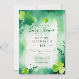 Invitation baby shower Jour de la Saint Patrick vert aquarell