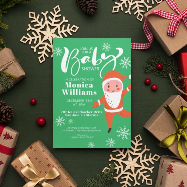 Invitation Baby shower | Joyeux Noël Père Noël (Créateur téléchargé)