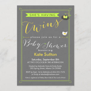 Invitation Baby shower jumeau