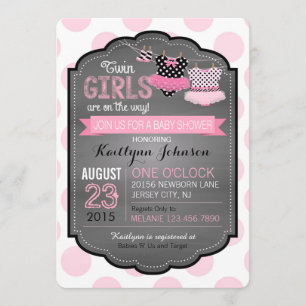 Invitation Baby shower jumeau de filles de tutu et de point