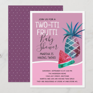 Invitation Baby shower jumeau de filles de Two-tti Frutti