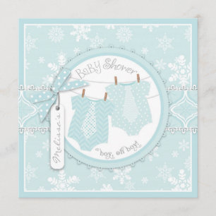 Invitation Baby shower jumeau de garçons de cravates et de