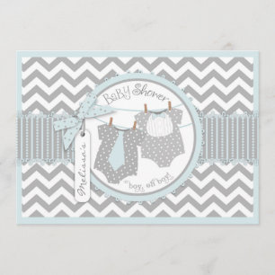 Invitation Baby shower jumeau d'impression de Chevron de