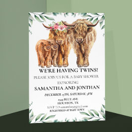 Invitation Baby shower jumeau Holy Cow Highland Eucalyptus