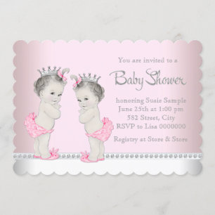 Invitation Baby shower jumeau mignon de fille