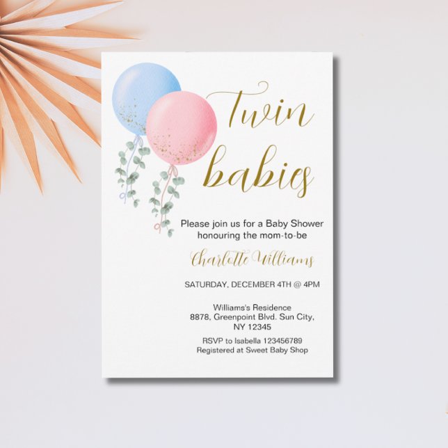 Invitation Baby shower jumeau neutre pour les femm (Créateur téléchargé)