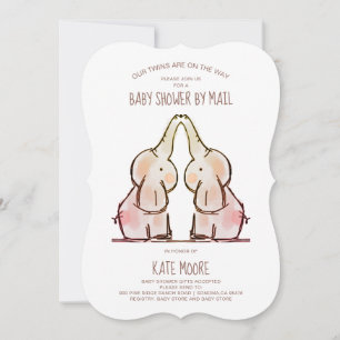 Invitation Baby shower jumeaux Eléphants mignons par Mail Inv