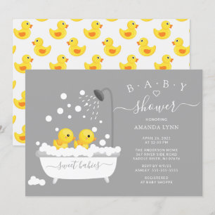 Invitation Baby shower jumeaux en caoutchouc
