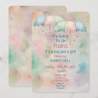 Invitation Baby shower jumeaux garçon et fille