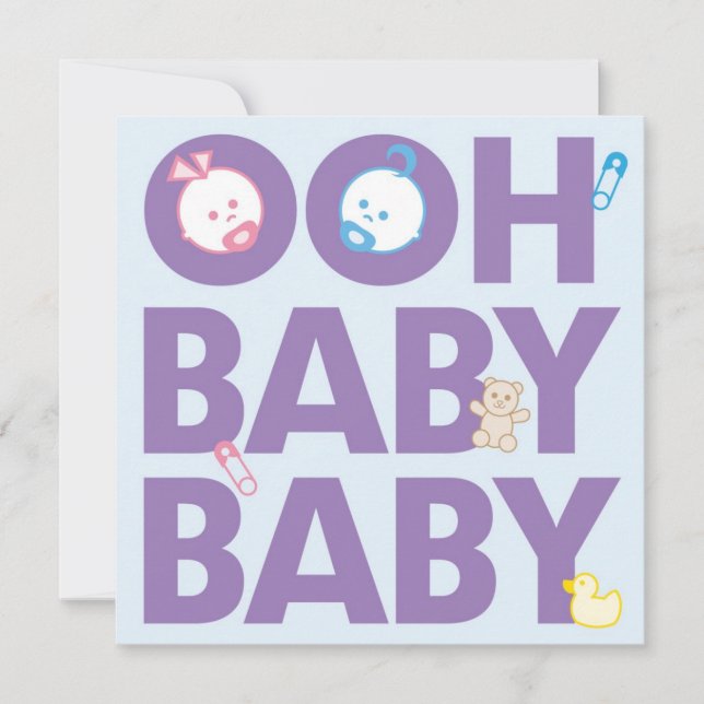 Invitation Baby shower jumeaux garçon & fille (Devant)