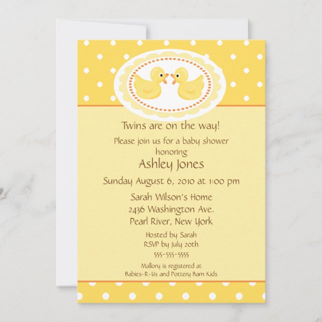 Invitation Baby shower Jumeaux Jumeaux (Devant)