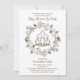 Invitation Baby shower Jumeaux Mets Par Mail Elephants