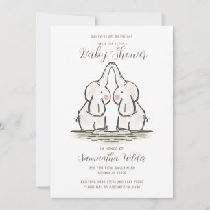 Invitation Baby shower Jumeaux Mets Par Mail Elephants