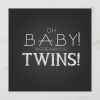 Baby Shower JUMEAUX Tableau Noir Gris Moderne Clas