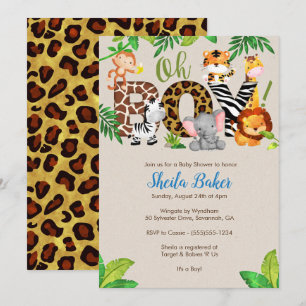 Invitation Baby shower Jungle - Baby shower garçon