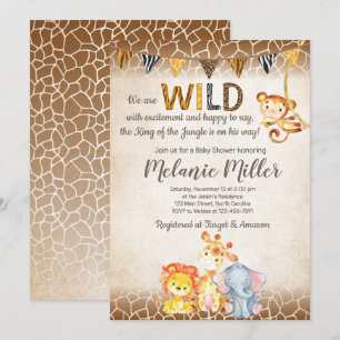 Invitation Baby shower Jungle, Garçon éléphant béb