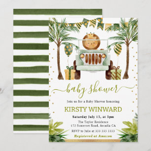 Invitation Baby Shower Jungle Lion Aquarelle