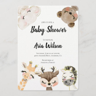 Invitation Baby shower Jungle Safari Animals, BA10