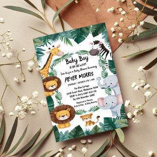 Invitation Baby shower Jungle Safari Animaux