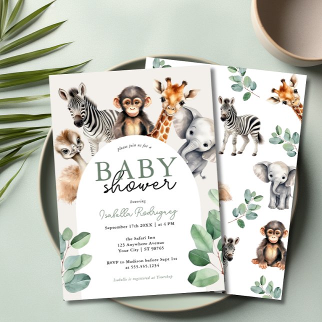 Invitation Baby shower Jungle Safari Boy (Jungle Safari Boy Baby Shower Invitation)
