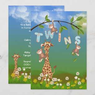 Invitation Baby shower Jungle Twin