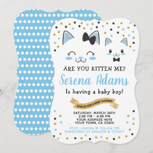 Invitation Baby shower Kitty Cat Boys