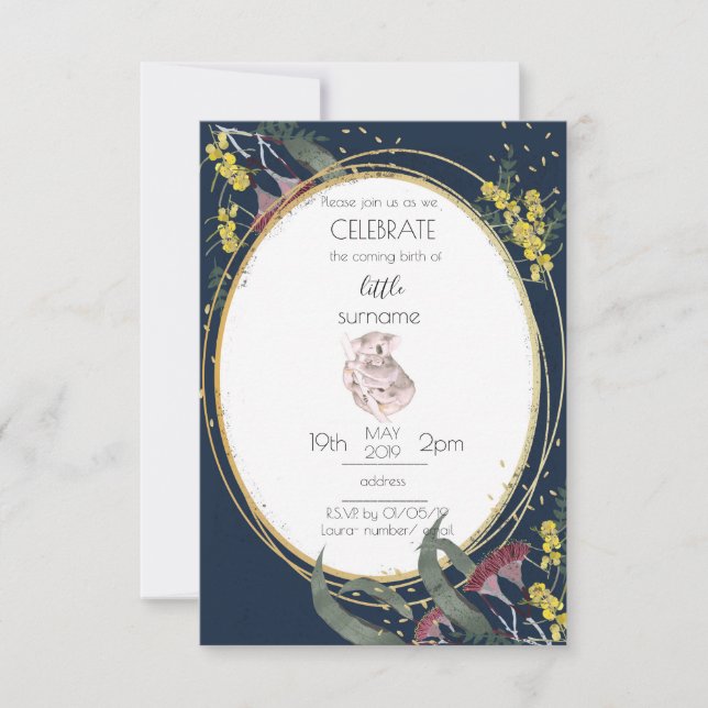 Invitation Baby shower Koala (Devant)