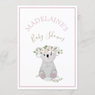 Invitation Baby shower Koala Floral rose