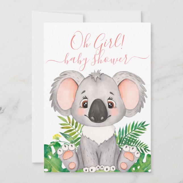 Invitation Baby shower Koala Jungle Aquarelle (Dos)