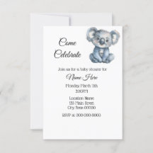 Baby shower Koala simple aquarelle
