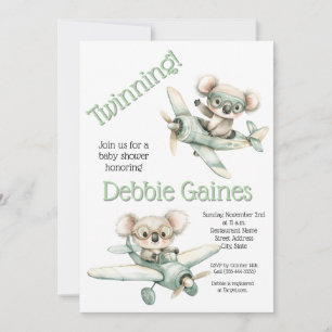 Invitation Baby shower Koala Twin   Neutre entre l