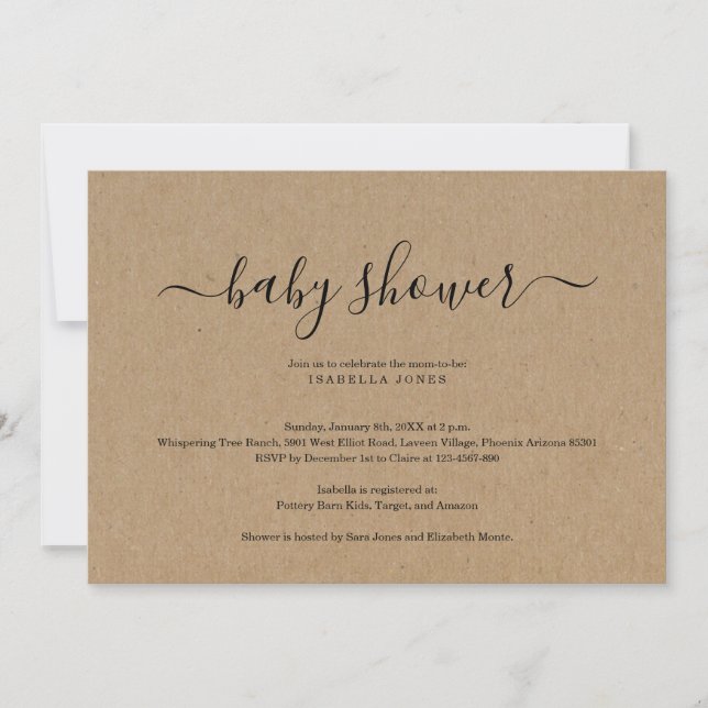 Invitation Baby shower Kraft (Devant)